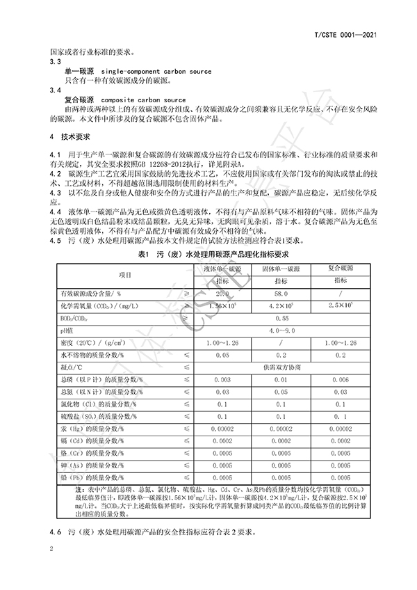 水处理用碳源药剂标准规范